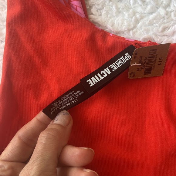 VS Pink Swim / Gym Set Reversible Bikini Shortie Bathing Suit 2 Sport Bra Large - Picture 8 of 8